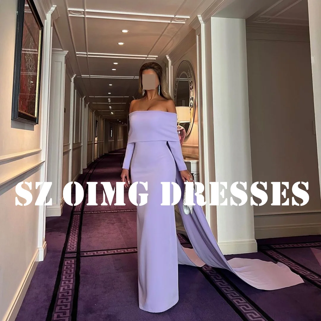 OIMG New Design Purple Elegant Prom Dresses Arabic Women Off the Shoulder Customized Mermaid Evening Gowns Formal Party Dress