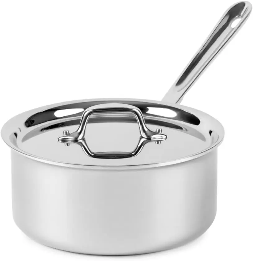 

3-Ply Stainless Steel Sauce Pan with Lid, 3 Quart, Induction & Oven Safe, Multipurpose Cookware for All Cooktops