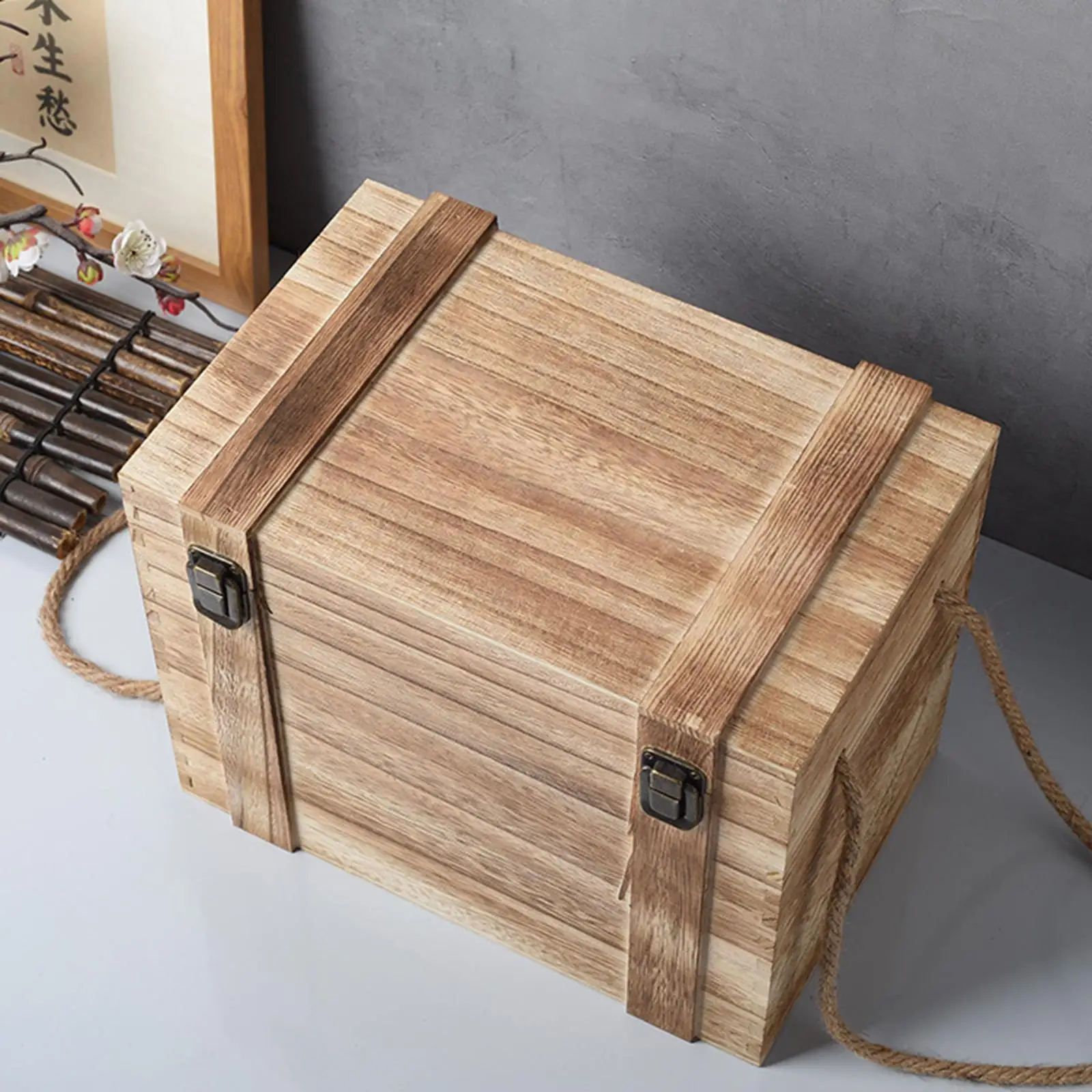 Wood Wine Storage Box Large Capacity Housewarmings Gifts Wine Accessories 6 Bottle Wine Crate for Wedding Anniversary Party