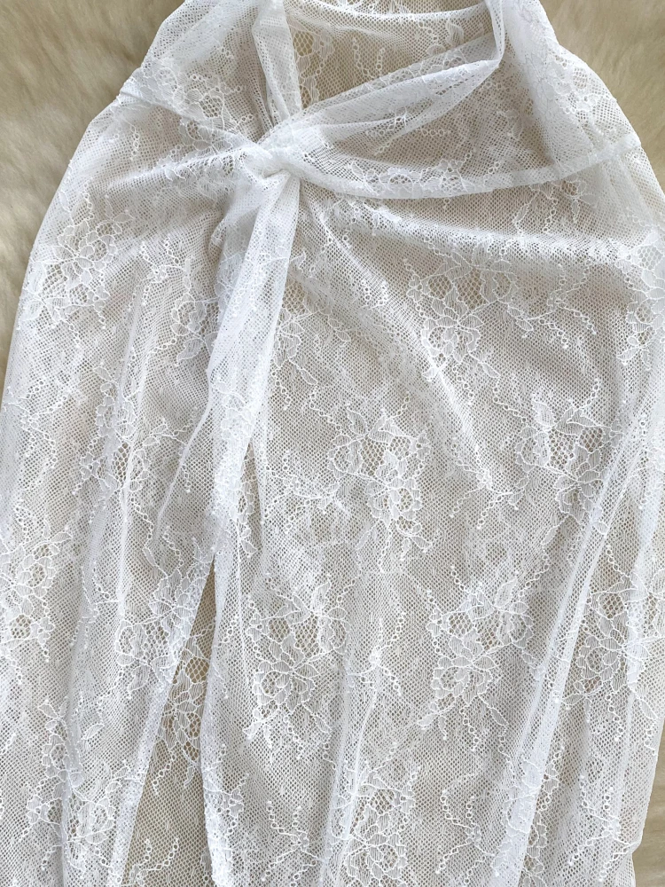 Foamlina-Robe de Plage en Maille Transparente pour Femme, Tenue Sexy sans Bretelles, Taille Torsadée, Fente Haute, Été