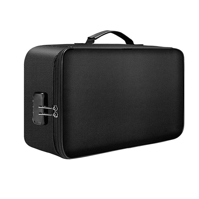 

NEW-File Organizer Bags Fireproof Document Bag Home Office Travel Safe Bag With Lock Multi-Layer Portable Filing Storage