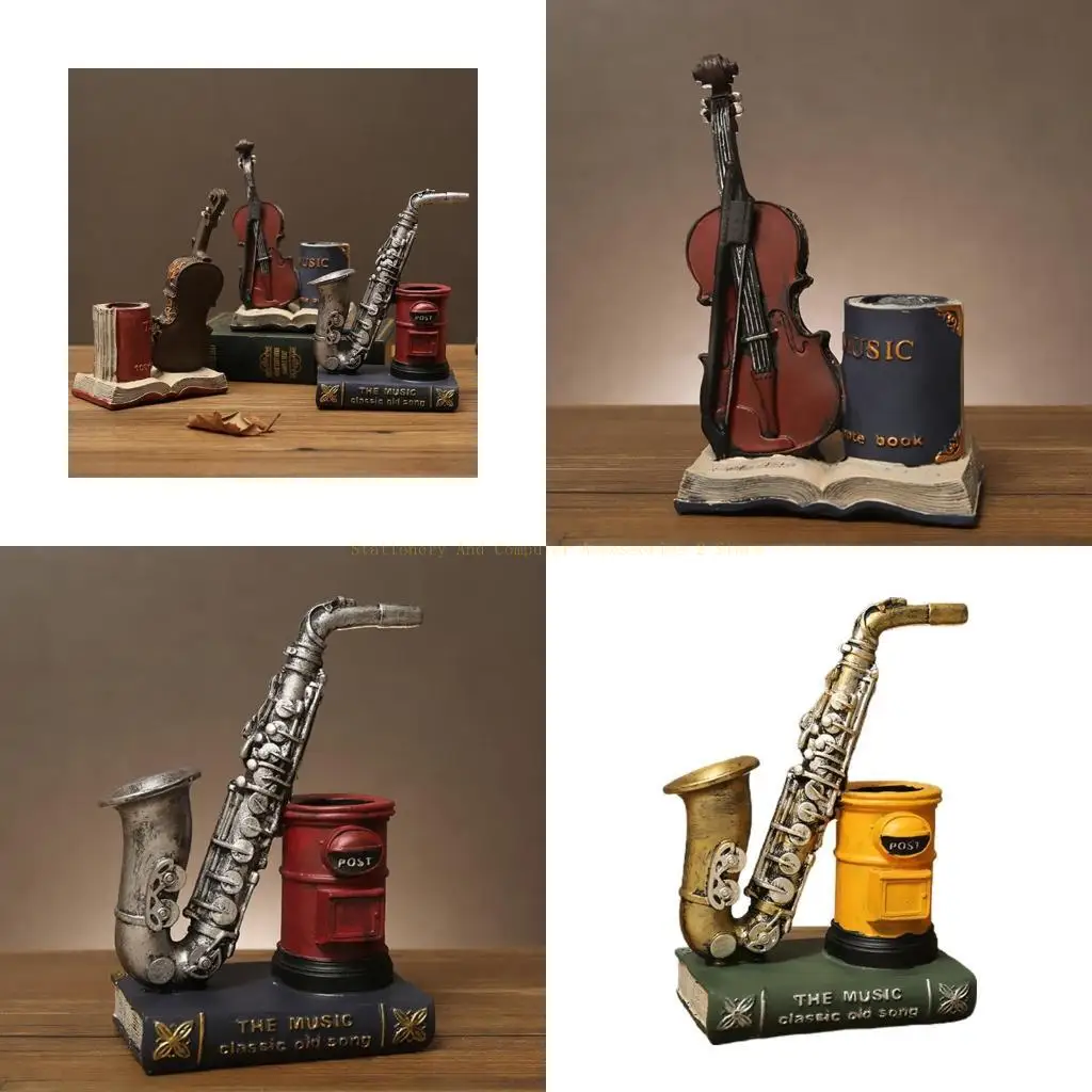 

Уникальная смола Pen Cup Cup Anti-Slip Pencil Holder Box Vintage Design Украшения комнаты для рождественского свадебного дня на
