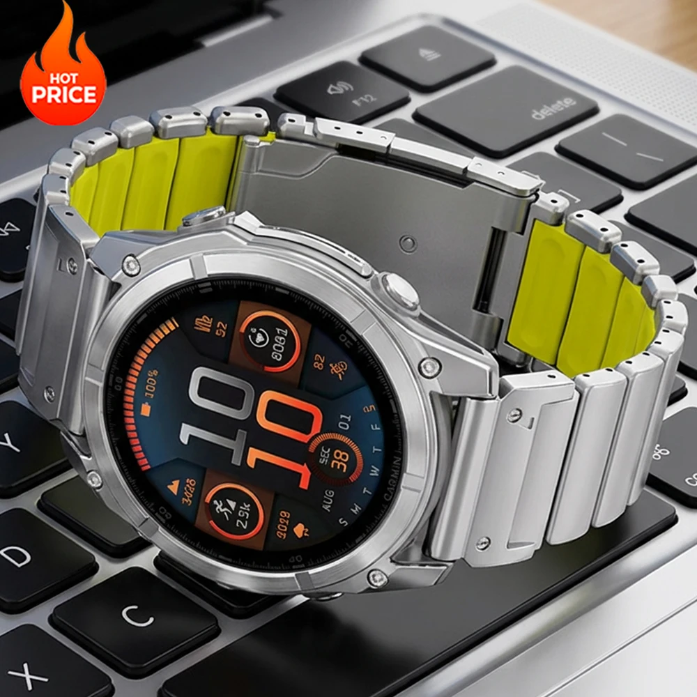

Титановый ремешок 26 мм для часов Garmin Fenix 8, 7X Pro, Tactix 7, EPIX Pro 51 мм, Enduro 3, 2X, Instinct 2X 50 мм, быстросъемный браслет