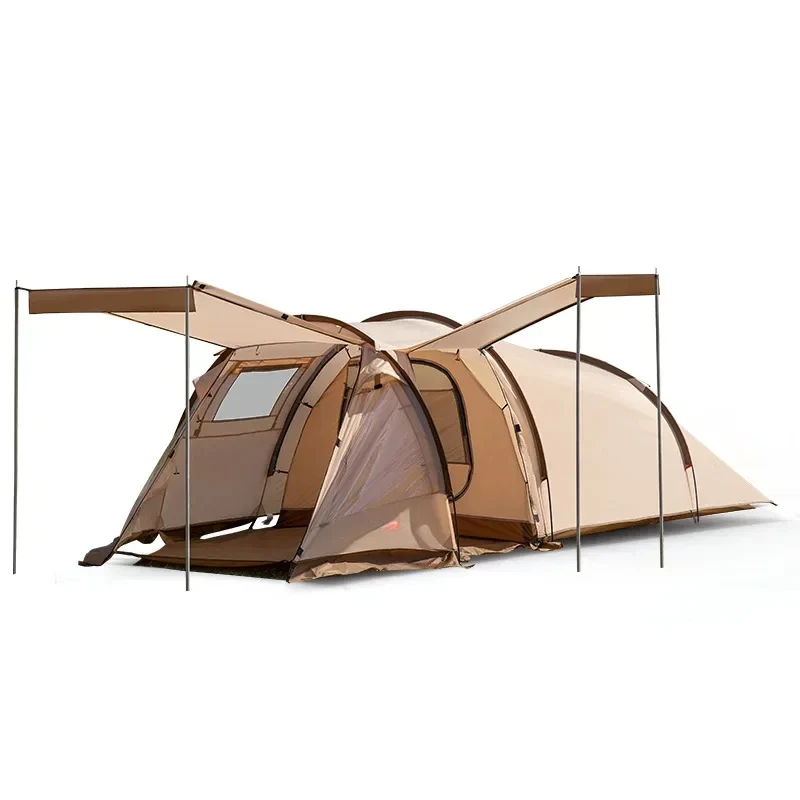 A  Tunnel Tent Camping Camping One Room Two Living Rooms Rainproof and Sun Protection Portable Folding Large Capacity Tent