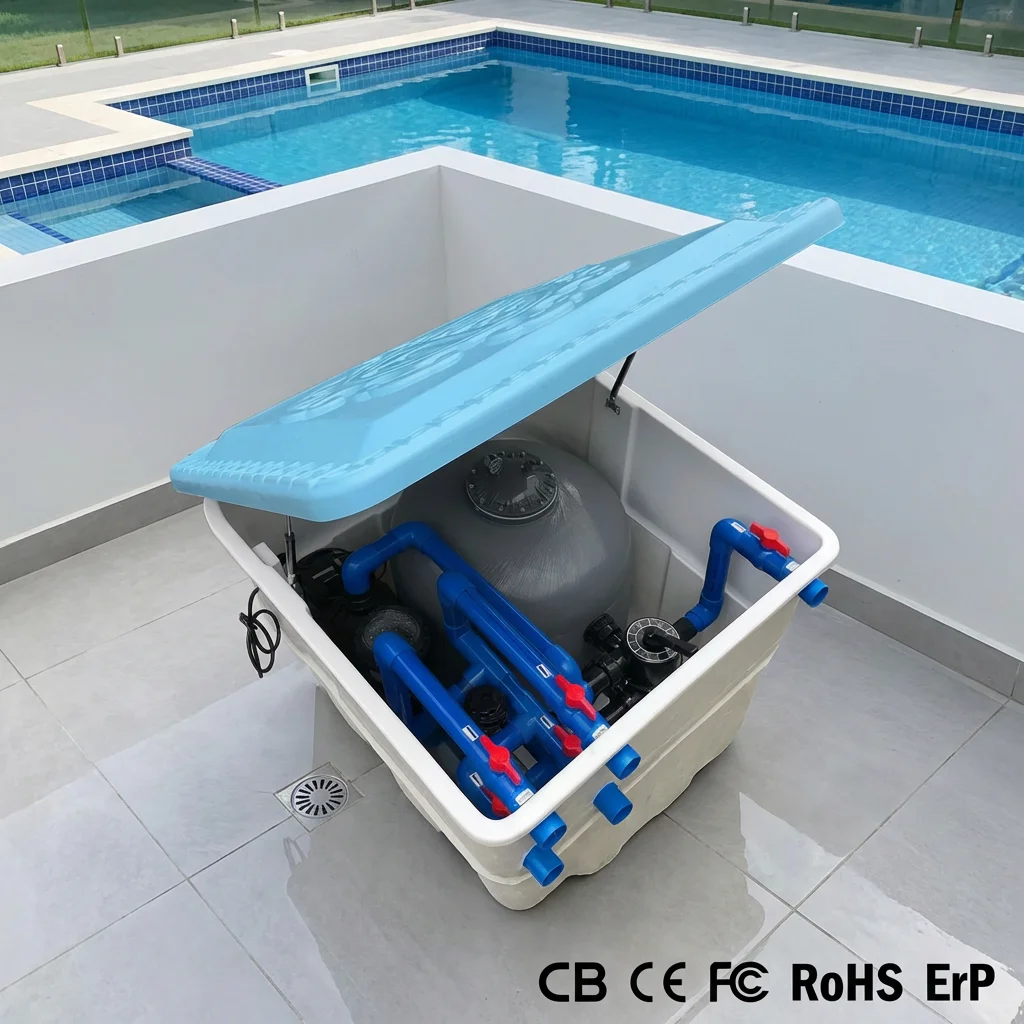 Inground Fiberglass Sand Filter Swimming Pool Water Treatment Complete Filtration System With Water Pump Sterilization Device