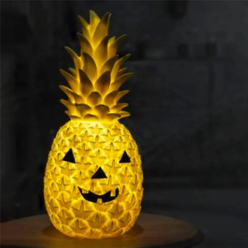 

MCGS-Halloween Yellow Resin Pineapple For Bedroom For Bedroom Living Room Courtyard Party Decoration Pumpkin Light Lantern