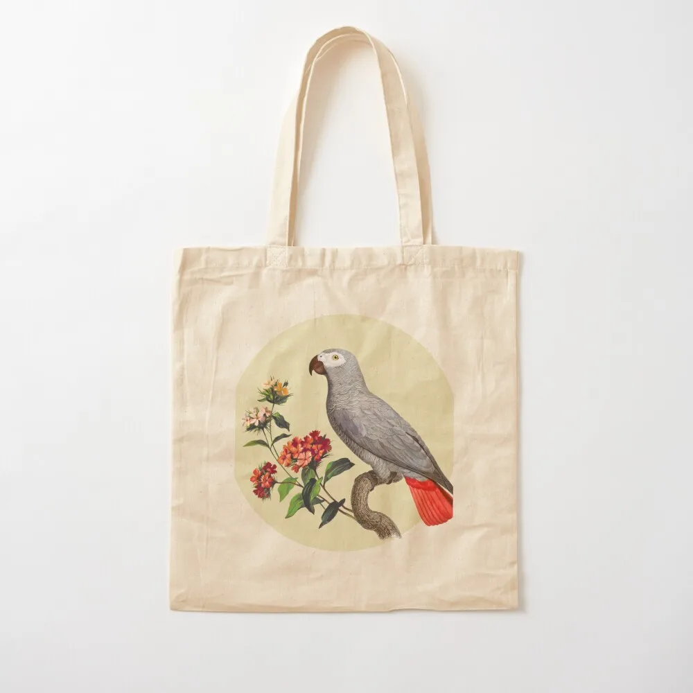 الببغاء الرمادي الأفريقي وزهرة حمل حقيبة قماش حمل الحقائب حمل حقيبة جامعة حقائب اليد حقيبة تسوق قماش