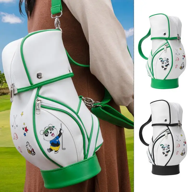 

Golf Crossbody Bags For Women Mini Cute Panda Printed Golf Ball Storage Bag PU Leather Portable Golf Ball Carry Bag Tee Holder