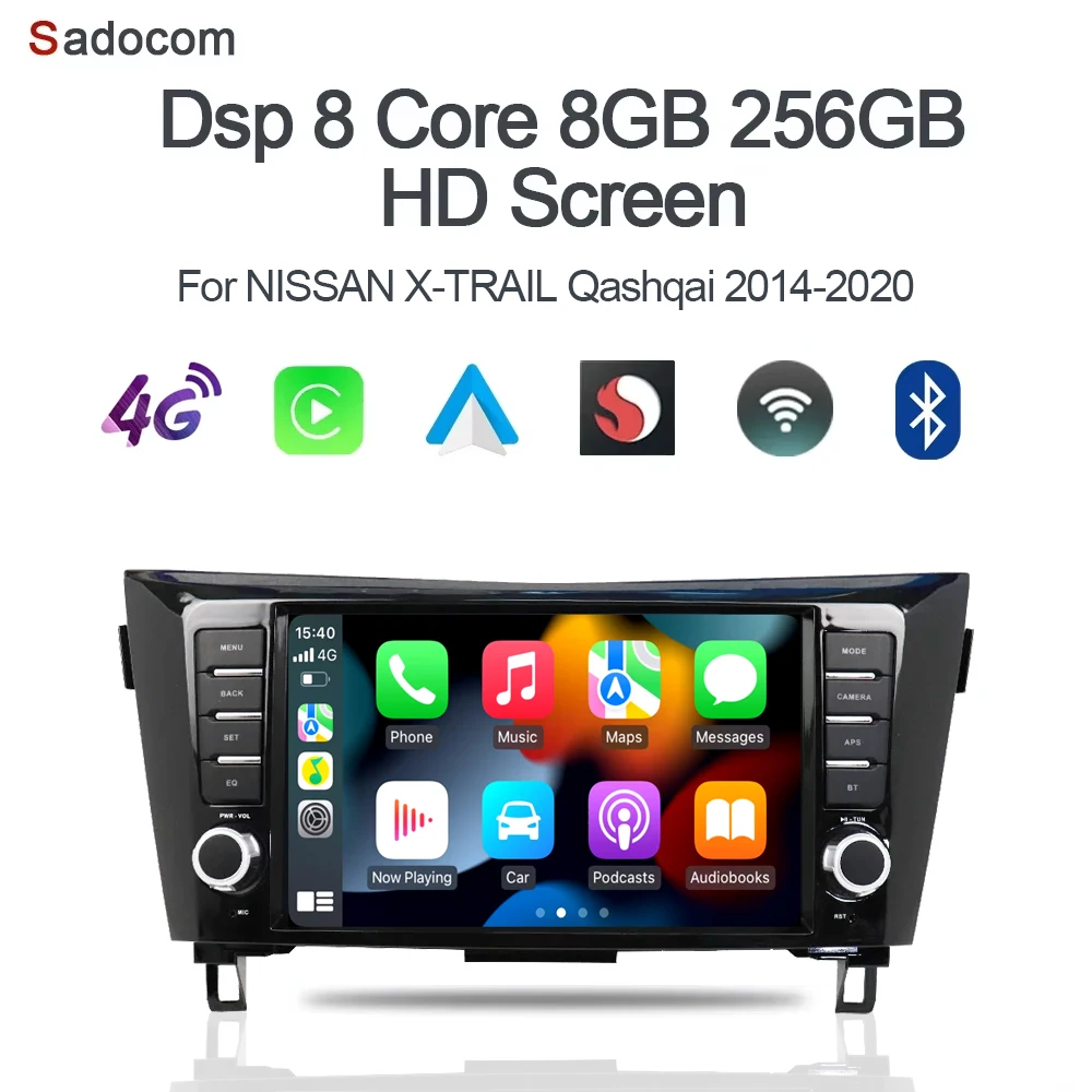 

9" DSP Android 14.0 12GB + 256G Carplay Car Player GPS WIFI Bluetooth RDS car Radio For For NISSAN X-TRAIL Qashqai 2014-2020