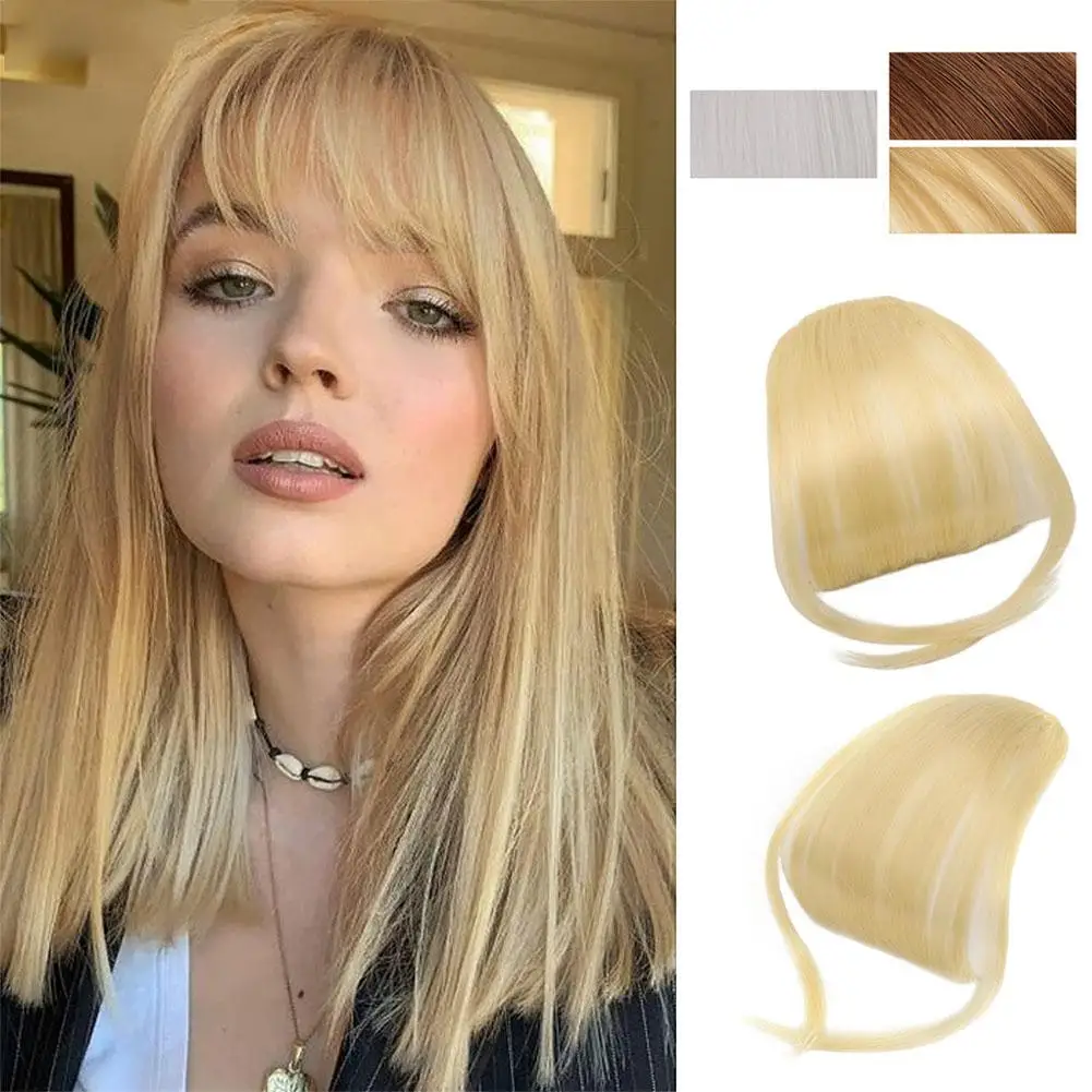 Air Bangs Wig For Women's Opening Natural Forehead French Fake Bangs Patch Light And Thin Style With Straight Bangs