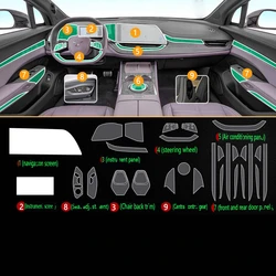 Tpu Transparent Film for 2025 Hongqi Tiangong08 EHS7 Car Interior Sticker Console Dashboard Screen Protective Film Accessories