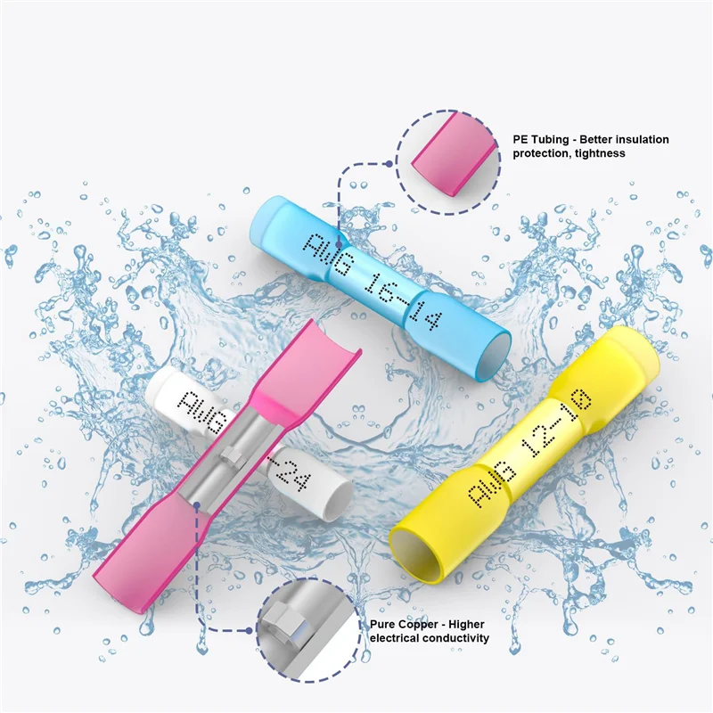 

350PCS Heat Shrink Butt Connectors, Marine Grade Waterproof Wire Connectors Kit,Crimp Connectors For Vehicle,-A30R