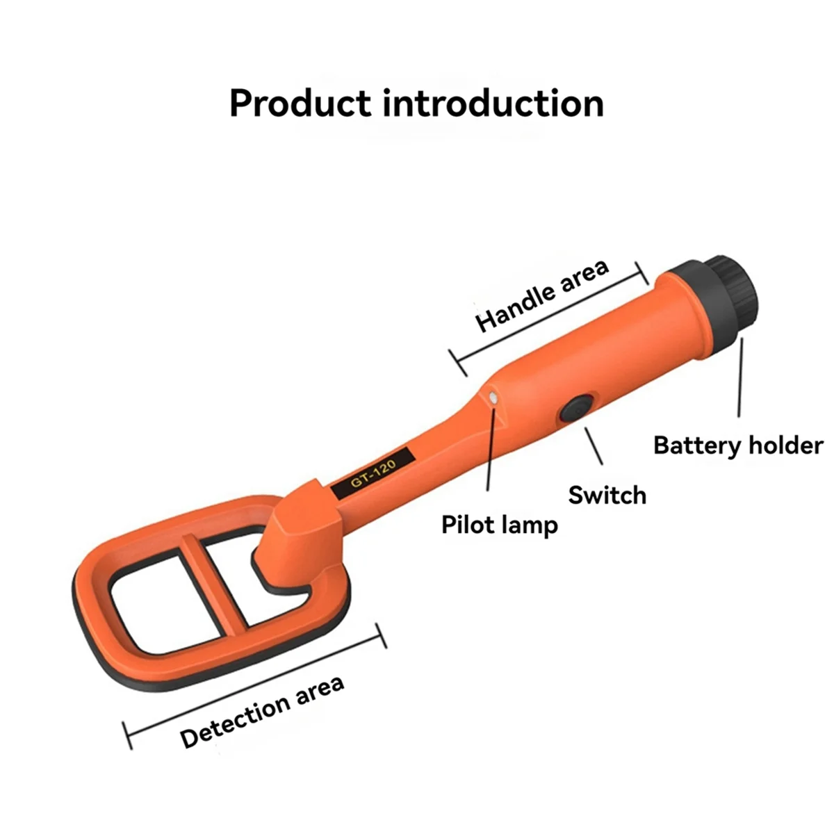 GT120 Handheld Diving Metal Detector Pinpointer Pointer Probe Waterproof Metal Pinpointing 4.2Inch Search Coil Orange