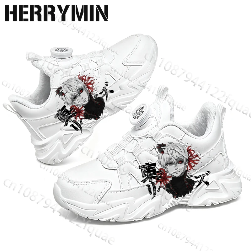 

Kaneki Ken молодежные студенческие кроссовки с принтом в стиле аниме для мальчиков и девочек, поддержка свода стопы, вращающаяся кнопка, повседневная обувь на толстой подошве, детский подарок