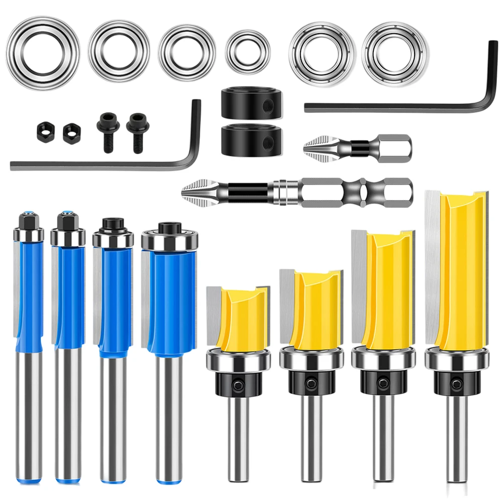 

Flush Trim Bits Router Bits Set For Complex Projects 8mm Shank Bearings For Router Bits Exceptional Cutting Speed