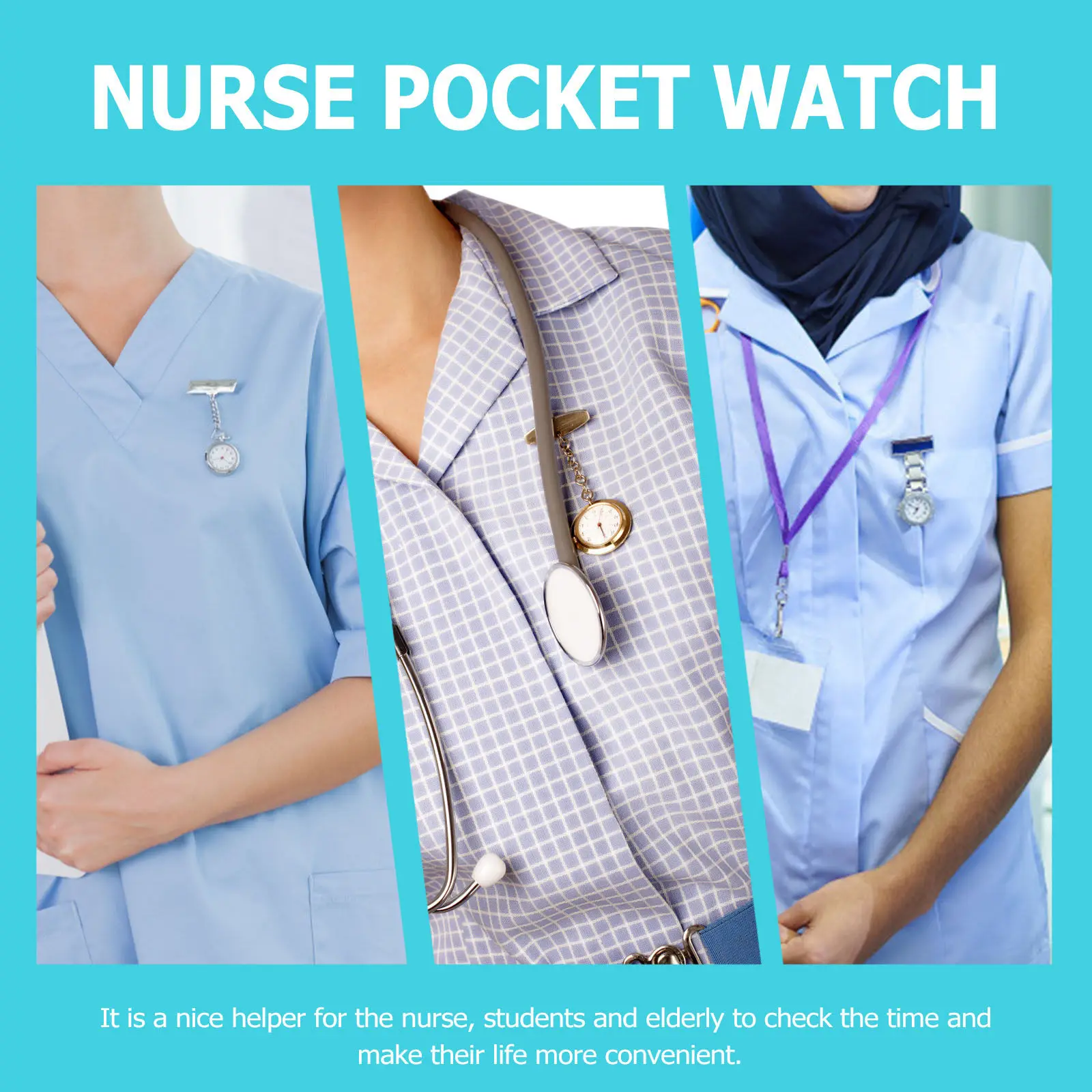 1Pcs Modern Pocket Watch for Nurses Elderly Kids Alloy Construction Precision Movement Clip Back Design Portable Convenient
