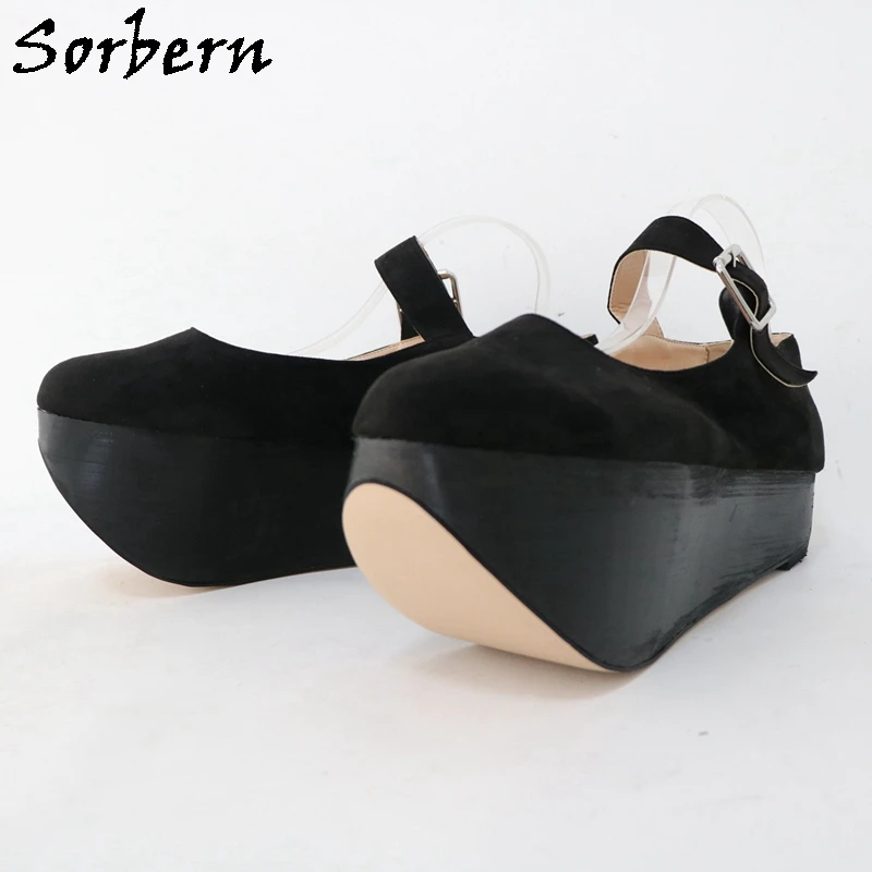 Sorbern High Platform Low Heel Pump Shoes Women Mary Jane Size Eu46 3D Print Wedgess Fetish Drag Queen Shoes High Heel Custom