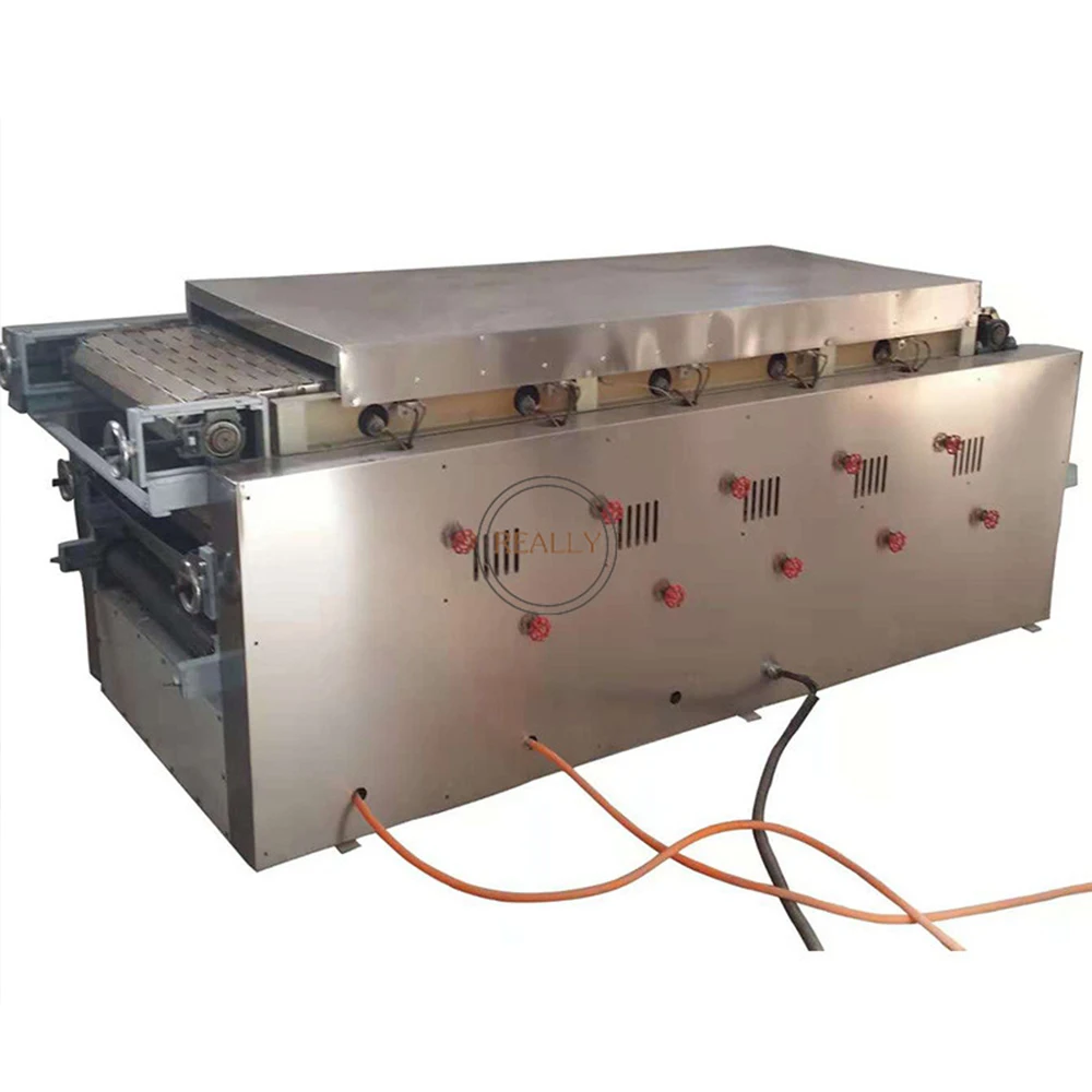 เตาอบแก๊สเชิงพาณิชย์เครื่องทําหนังเค้กอาหรับทรงกลมอุปกรณ์ทําเปลือกสี่เหลี่ยมผืนผ้าปรับแต่งได้