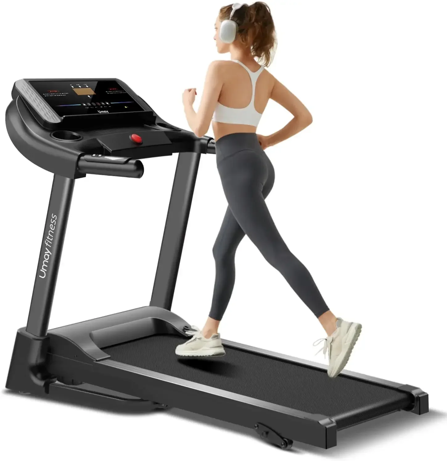 Fitness Home Auto Folding 3 Level Incline Treadmill with Pulse Sensors, 3.0 HP Quiet Brushless, 8.7 MPH, 300 lbs Capacity,