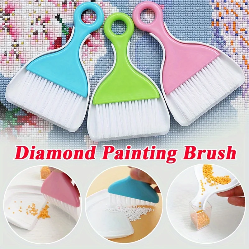 1 Set, 5D Diamond Painting Cleaning Brush, Portable Soft Bristle Sweeper, 3 Color Drill Collector for DIY Diamond Art Tool