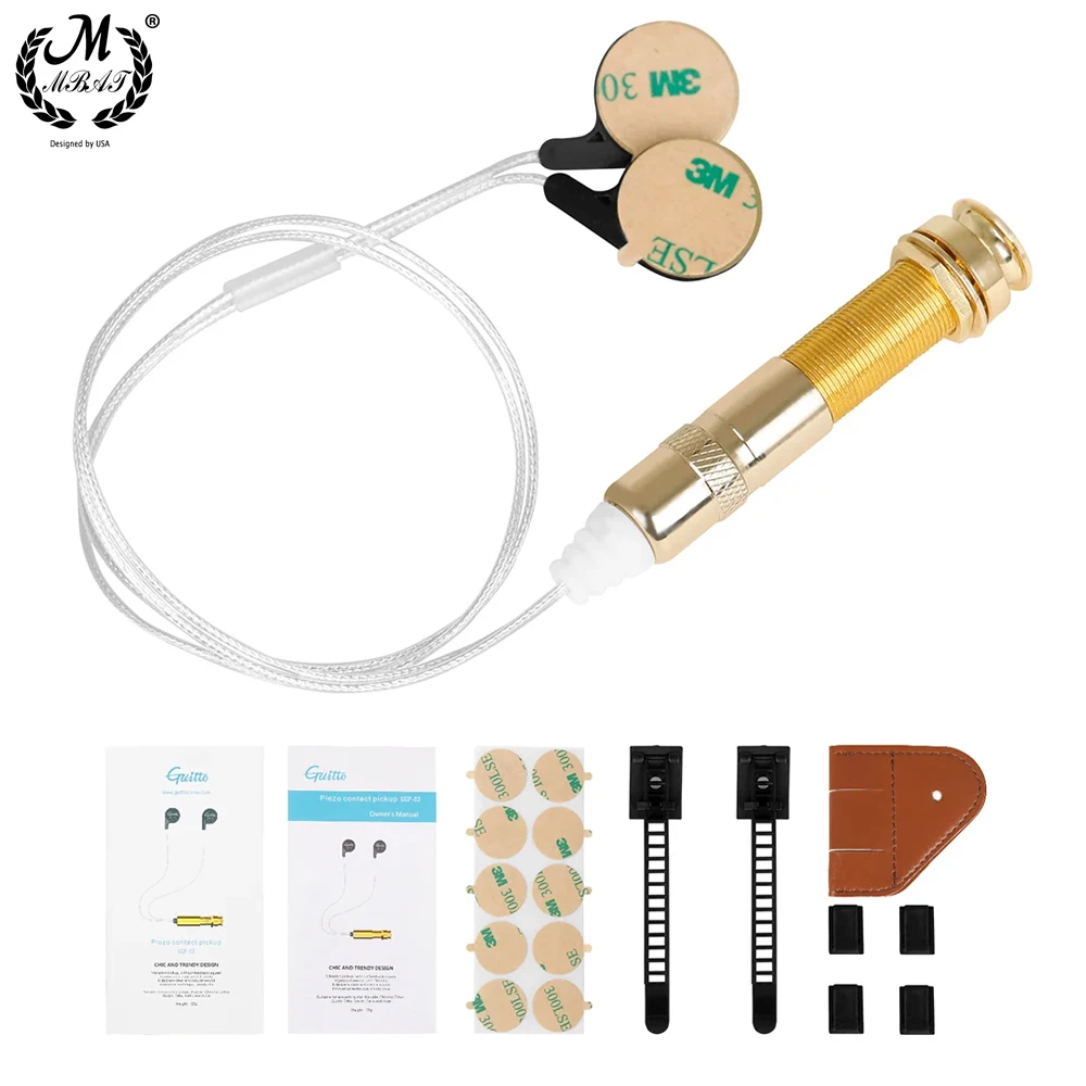 Acoustic Pickup Guitar Pickups for Acoustic Guitar Ukulele Violin Piezo Contact Microphone Adhesive Instrument