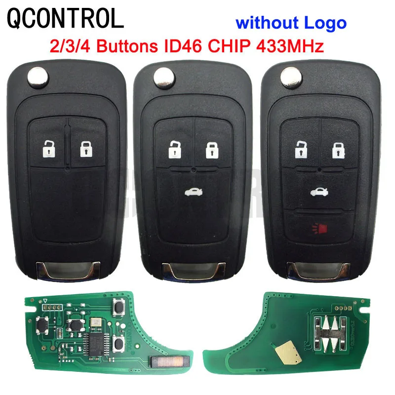QCONTROL 433MHz 2/3/4 Buttons Car Remote Key DIY for OPEL/VAUXHALL for Astra J Corsa E Insignia Zafira C 2009-2016 without Logo