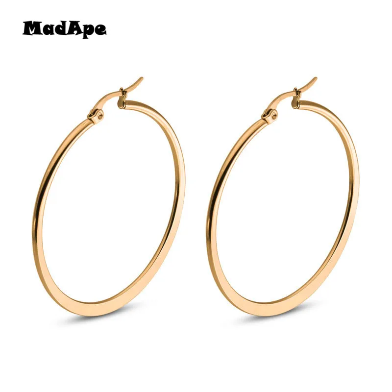 MadApe Anti-allergiche In Acciaio Inox Orecchini A Cerchio Orecchini di Marca Per Le Donne Alla Moda Classico Uomo Donna Big Hoops Orecchini Dei