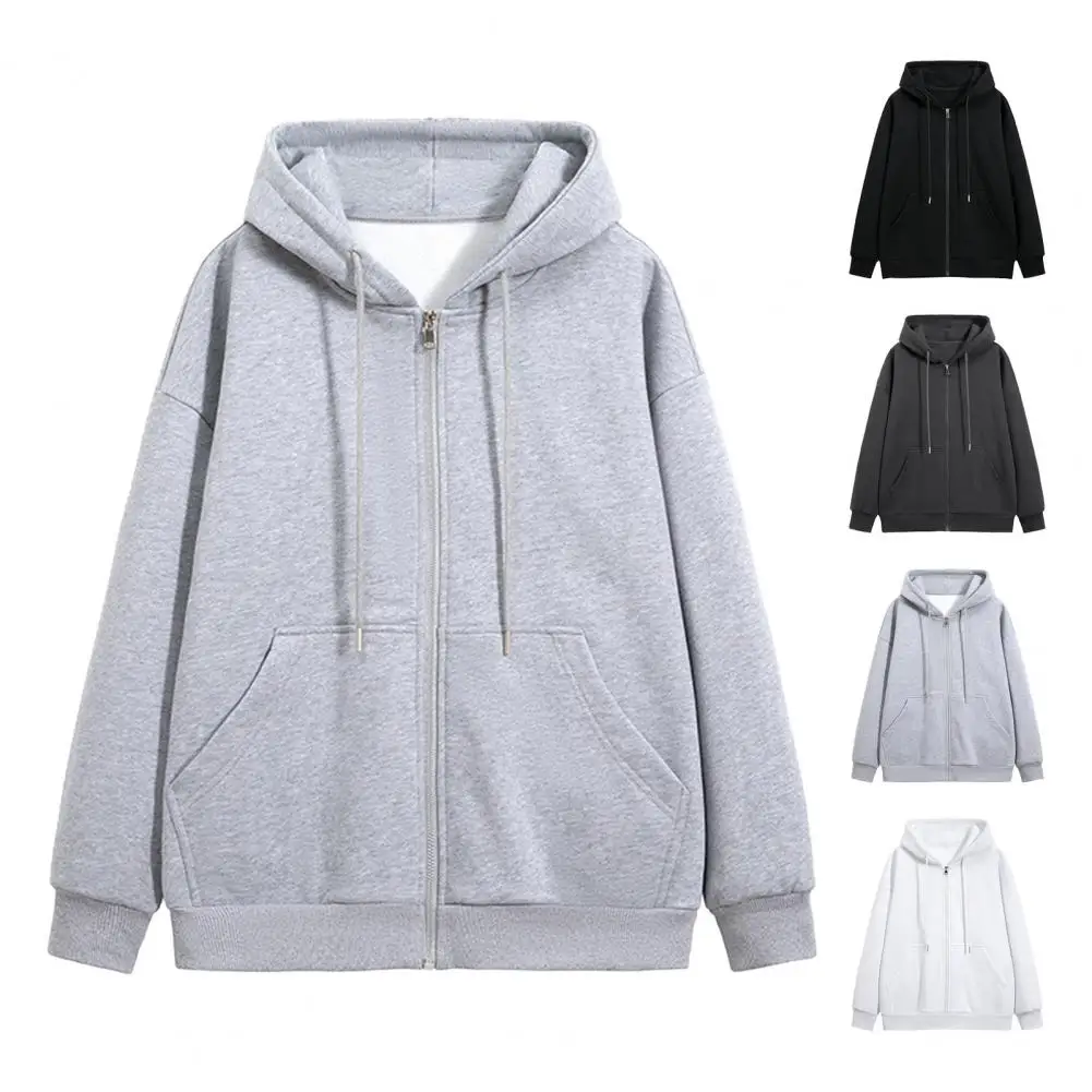 Skin-friendly Men Jacket Men's Casual Loose Fit Hooded Jacket with Adjustable Drawstring Long Sleeve for Sports for Parties