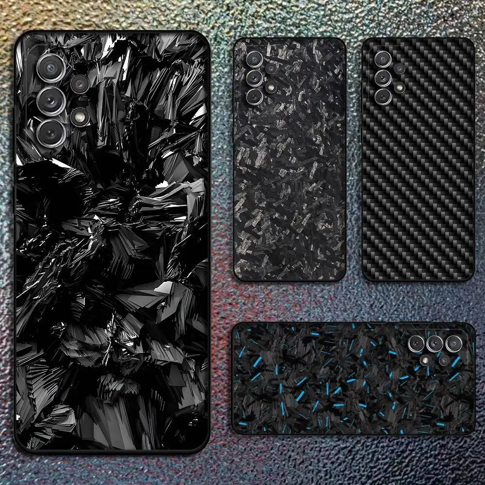 Carbon Fiber Art Phone Case For Samsung S24,21,22,23,30,Ultra,20,Plus,Note,10,9,Black soft silicone case