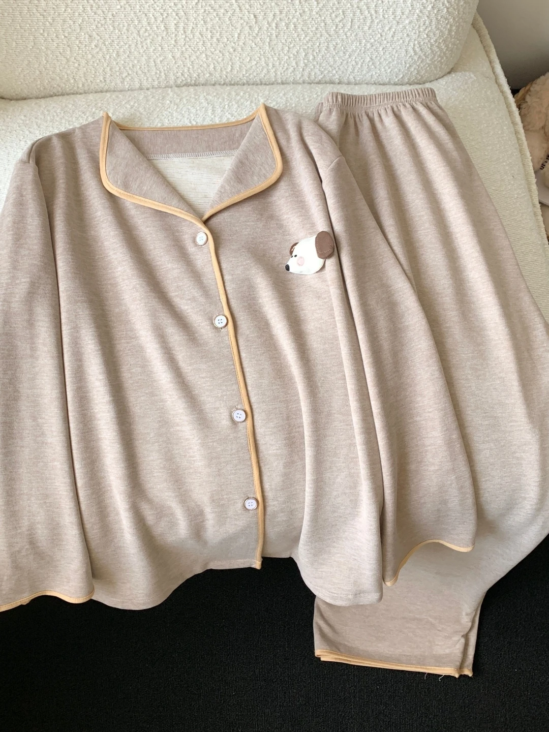 Warm Fleece Sleepwear Women's Long Sleeve Long Pants Cartoon Woolen Home Clothes Outdoor Wearable Comfortable Home Fashion