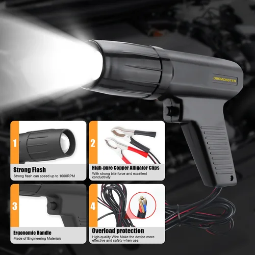 Imagen 2 del producto Pistola de sincronización de encendido para coche, motocicleta, lámpara estroboscópica de estilo, motor de gasolina inductivo, herramienta de diagnóstico de luz de sincronización inductiva, 12V