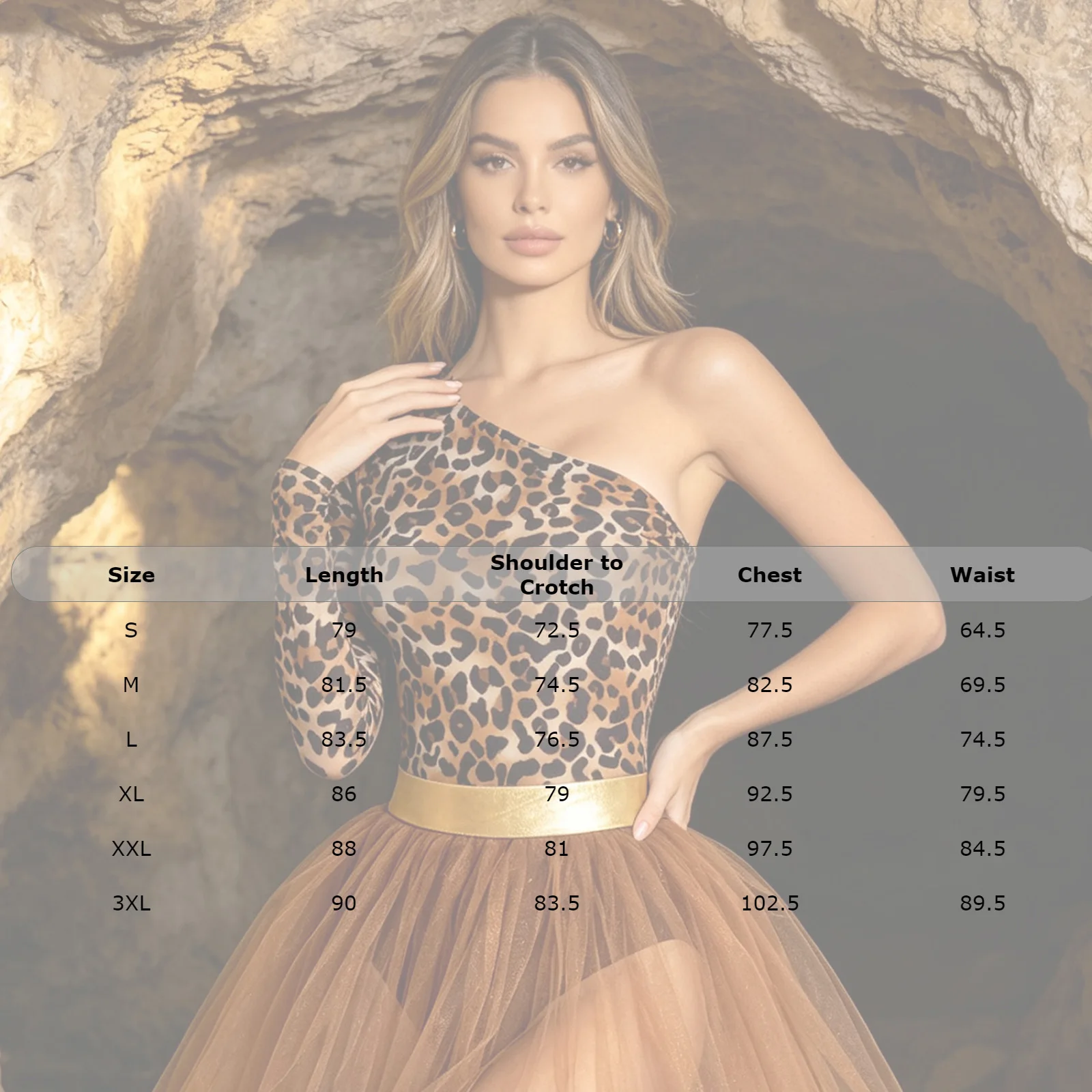 Women Halloween Caveman Cosplay Costume One Shoulder Long Sleeve Metallic Waist Tulle Dress with Built-in Briefs Ballet Costume