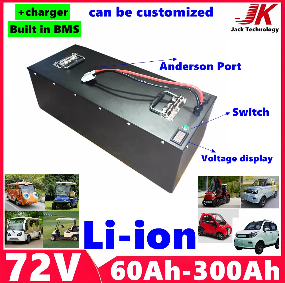 

JK 72V Lithium 60Ah 100Ah 120Ah 150Ah 180Ah 200Ah 280Ah 300Ah Li-ion Battery for 7KW 14KW Scooter Motorcycle Tricycle Hybrids,EV