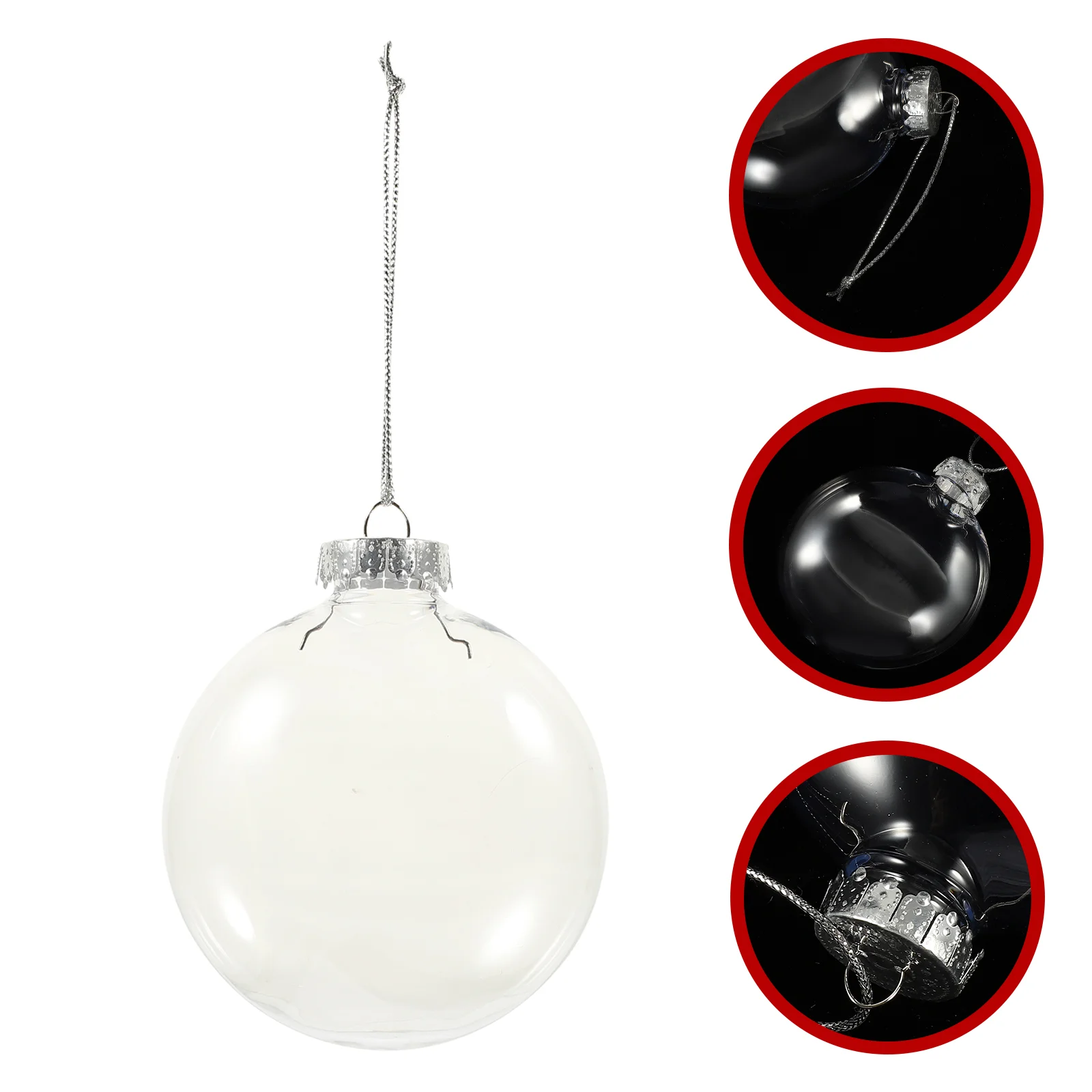 

6 Pcs Christmas Flat Balls DIY Clear Fillable Large Ornaments Outdoor Decor Candy Boxes Pearl