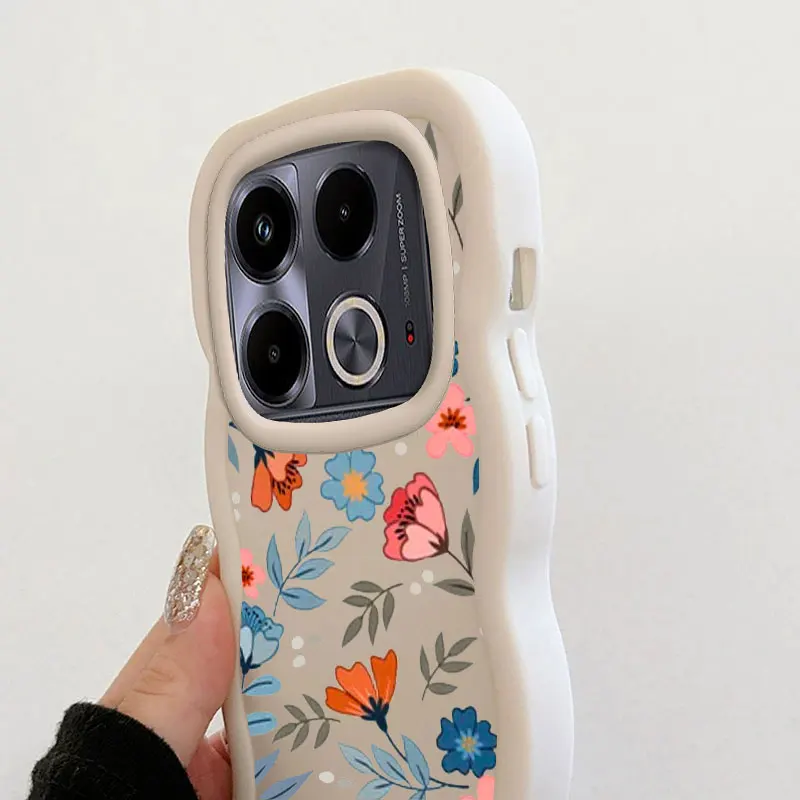 جراب هاتف بتصميم زهور لـ infinix hot note 30 ، 30i ، 40 play ، ذكي 6, 7 ، 8 plus ، ناعم ، ذو حواف مموجة ، غطاء حماية للفتيات #3