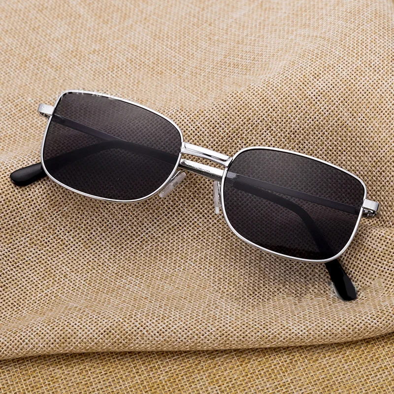 Vintage Sun Glasses High Quality Men\'s Metal Frame Square Sunglasses Gentleman Sunglasses for Men Black Brown Lenses Rectangular