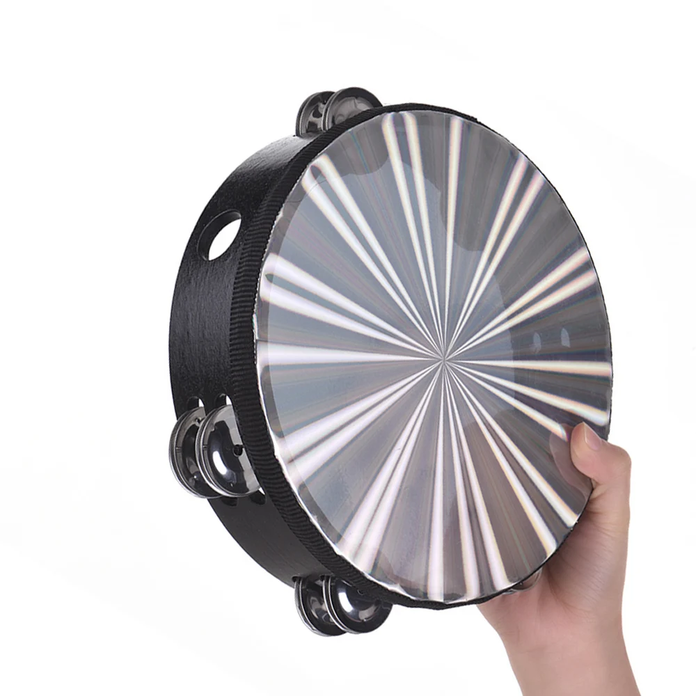 8 بوصة خشبية مشعة الدف Handbell طبلة يدوية مع صف مزدوج الأناشيد عاكس طبل رئيس آلة قرع موسيقية #3