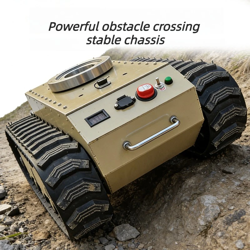 รถขนส่ง RC แชสซีแบบติดตั้งบนแทร็ก หุ่นยนต์หมุนได้ 360 องศา  มอเตอร์ไร้แปรงสำหรับทุกสภาพพื้นผิว  รีโมทคอนโทรล 2.4G รถหุ้มเกราะ