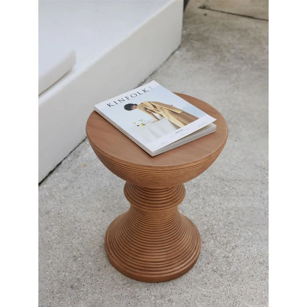 Imitation wood grain edge few modern simple log color round retro sofa art living room