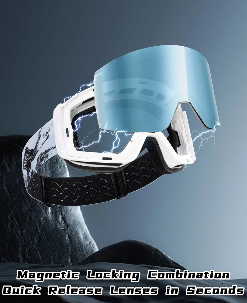 Magnetic Ski Goggles Double Layer Windproof Anti-fogging Snow Goggles Men's Outdoor Snow Mountaineering Windshield Eyewear