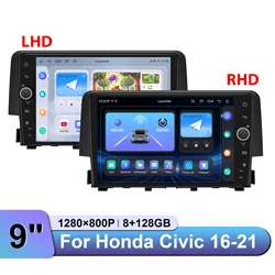 JOYING 9 Inch Android 13 Car Radios Stereo Multimedia Audio System Carplay Android Auto For Honda Civic 2016-2021 Plug and Play
