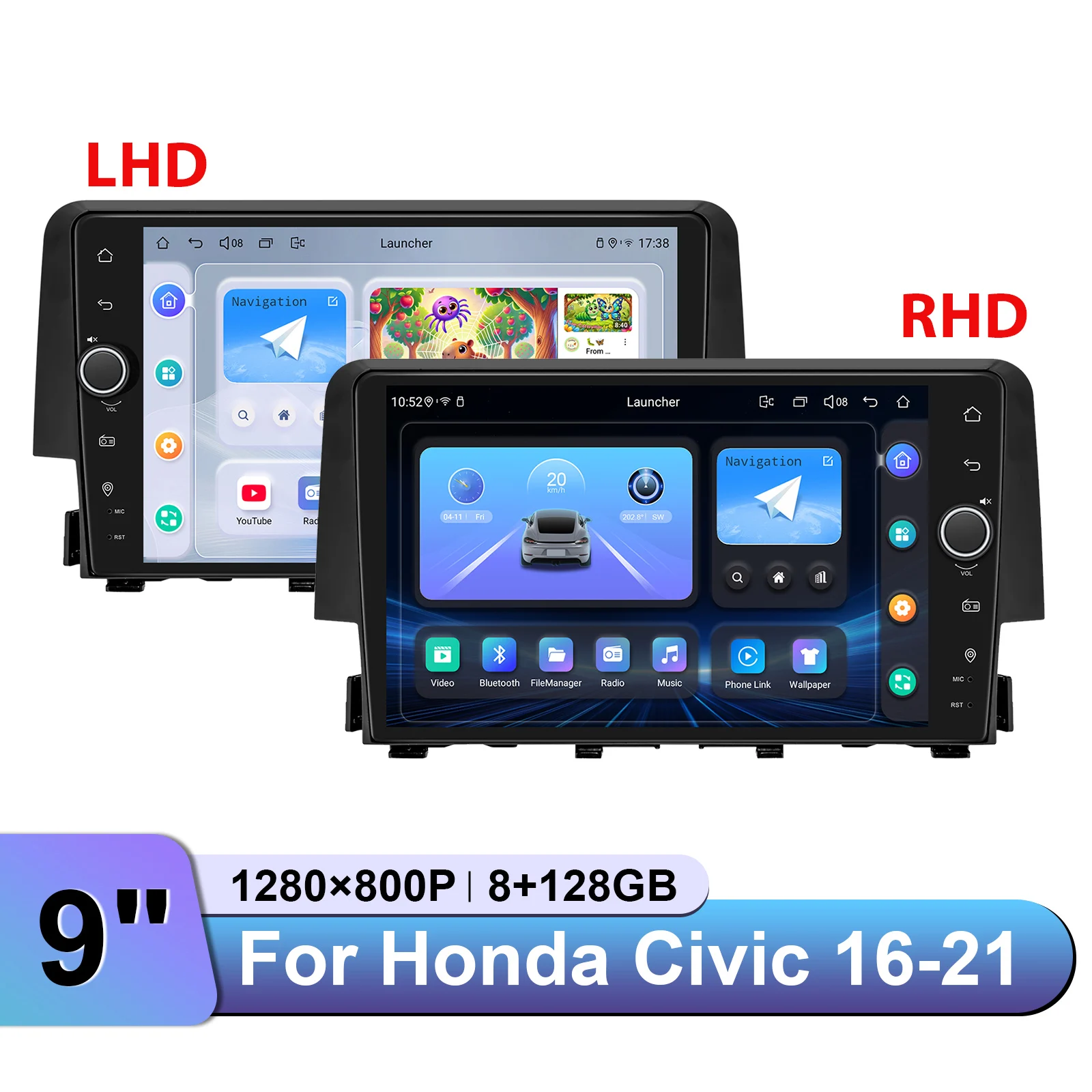 JOYING 9 Inch Android 13 Car Radios Stereo Multimedia Audio System Carplay Android Auto For Honda Civic 2016-2021 Plug and Play