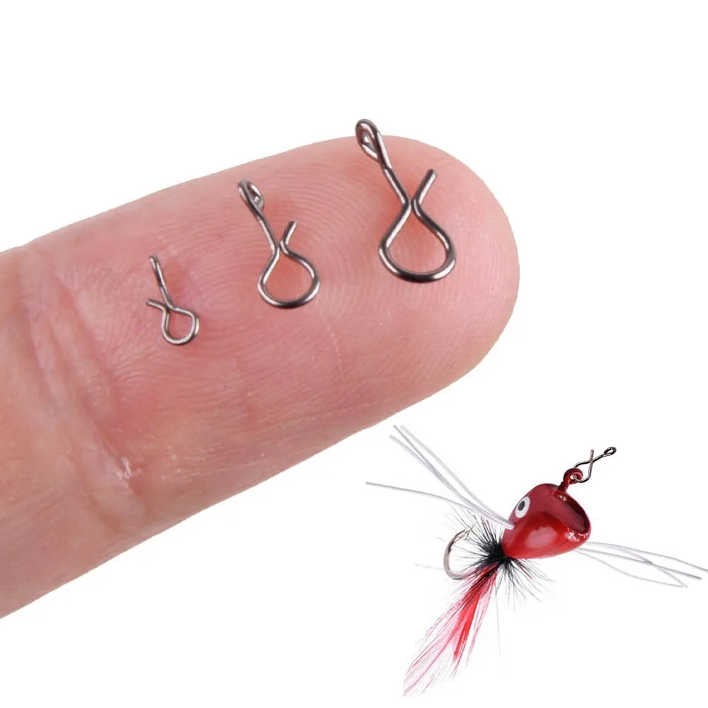 50pcs/bag Fly Fishing Snap Quick Change for Flies Hook Lures High Carbon Steel Lock Black Fishing Snaps Lures Clip Link