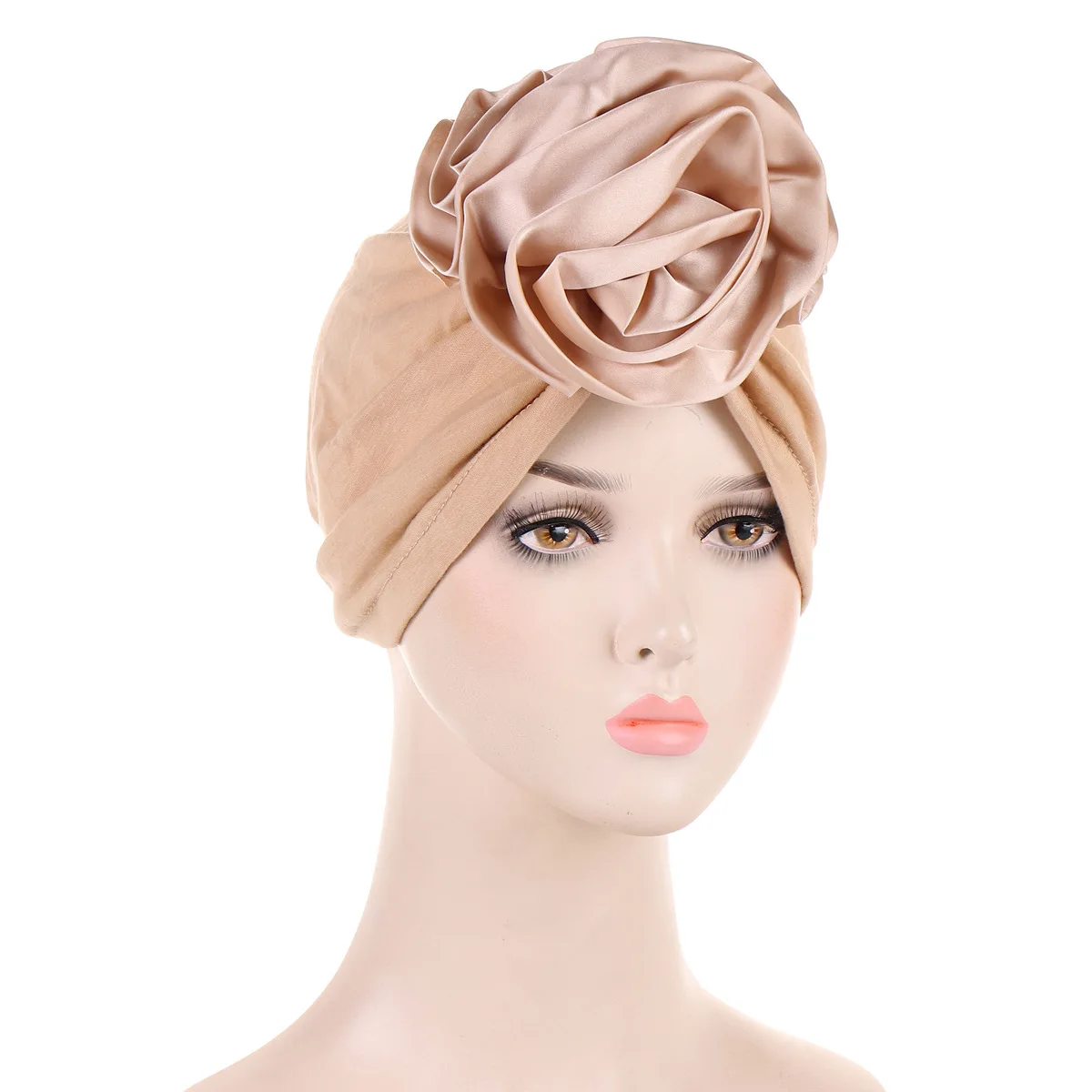 Fashion Satin Flowers Turban Hijab Hats African Head Wraps Elastic Muslim Hats Breathable Chemo Cap For Women Girls