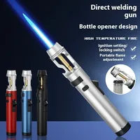 New Powerful Metal Gas Lighter Windproof Kitchen Cooking Torch Flame Jet Barbecue Smoking Accessories Cigar Lighters Men's Gift