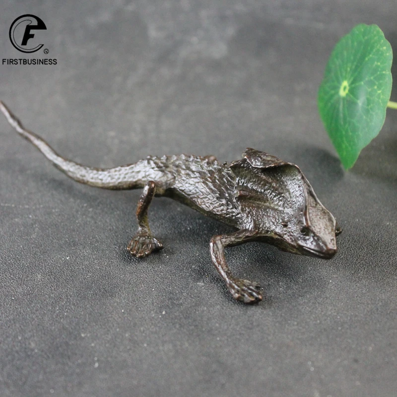 Pure Copper Lizard Statue Solid Animal Sculpture Desktop Ornament Antique METAL Home Decorations Accessories Crafts Collection