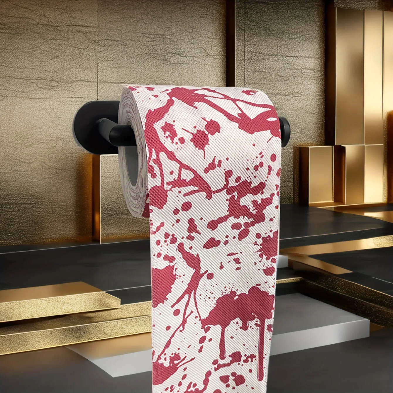 할로윈 혈액 스플래터 디자인 화장지 무서운 파티 및 창의적인 휴일을 위한 다중 접힌 연속 롤, 할로윈 소품