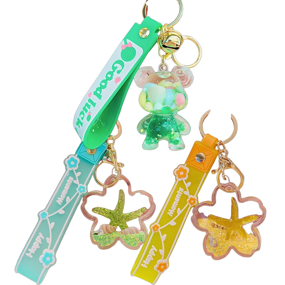 

Acrylic Sand-Filled Oil Bottle Keychain Lovely Doll Pendant Playful Flowing Effects with Practical Use Cute Unique Accessory