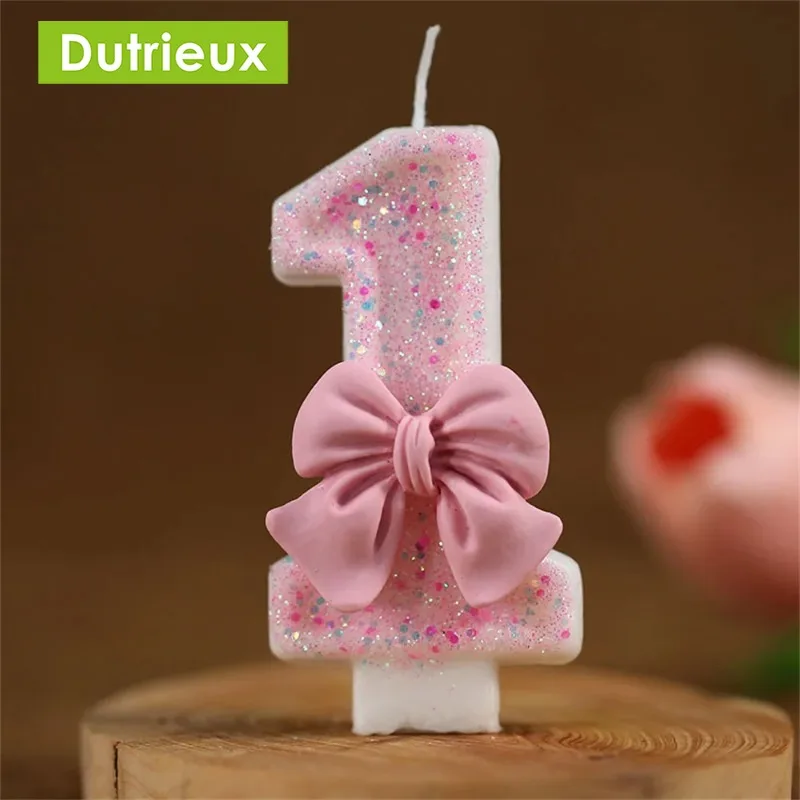 Mariposa rosa brillo número 0-9 velas de cumpleaños adornos para tarta cumpleaños boda cumpleaños pasteles digitales decoración de postre