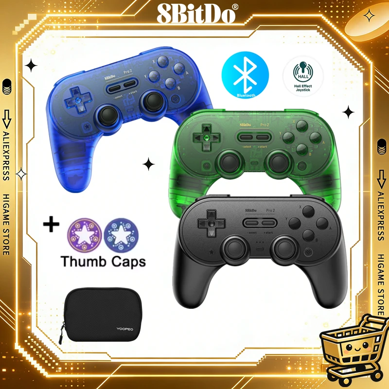 8Bitdo Pro 2 Hall Effect Joystick Bluetooth Controller Wireless Gamepad for Nintendo Switch PC mac OS Android Steam Raspberry Pi